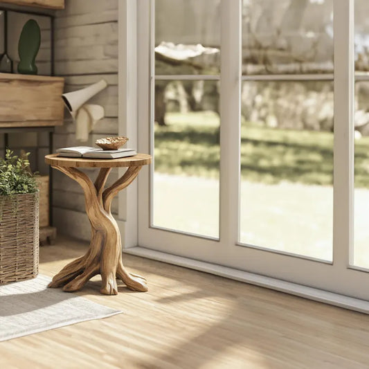Handcrafted round end table solid wood table live edge table rustic table handmade table for living room bedroom unique home décor