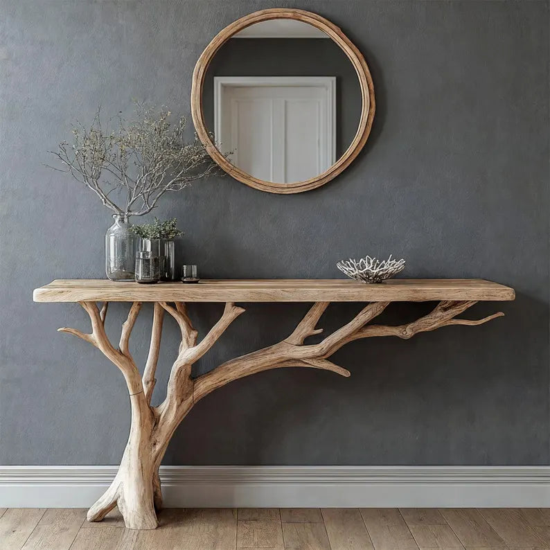 Handmade wooden entry way table rustic console table modern side table refined wall table reclaimed wood unique home décor